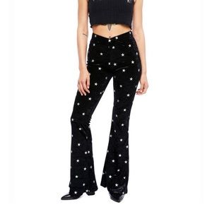STARLIGHT BLACK VELVET FLARED BELL BOTTOM PANTS